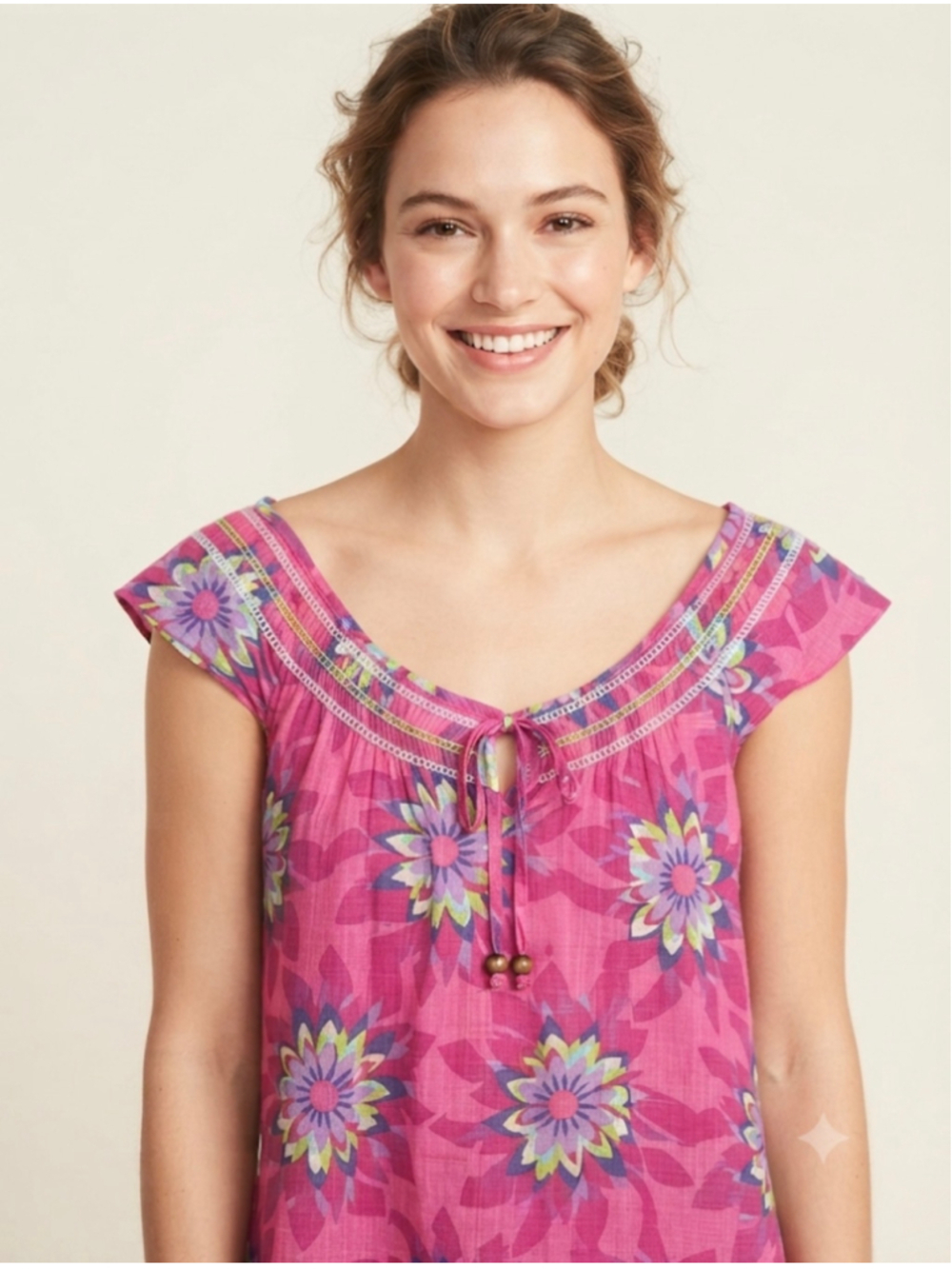 Old Navy Floral Blouse Size S Pink Purple